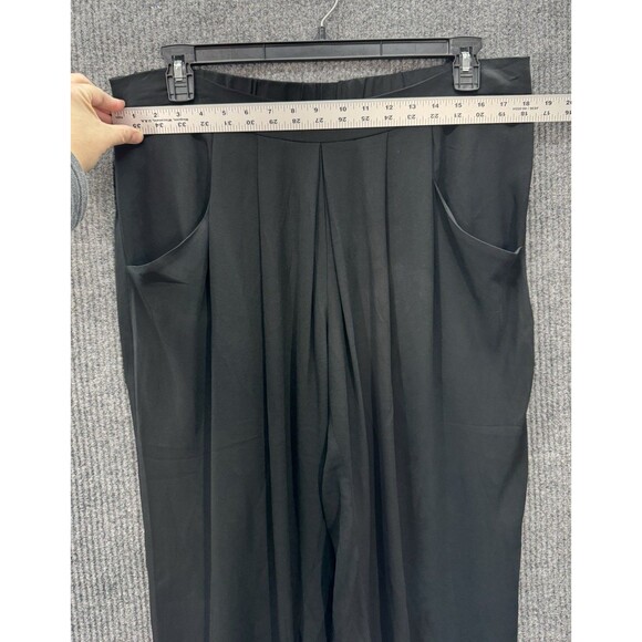 Eileen Fisher Slouchy Ankle Silk Pants Size Large Black Georgette Crepe Pull On - Picture 6 of 10